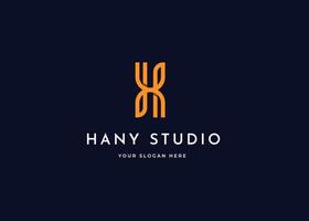 Letter H minimalist logo with clean and elegant lines style design vector illustration