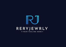 Creative letter RJ minimalist logo with clean and elegant lines style design vector illustration