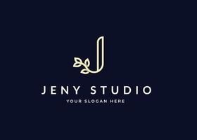 Letter J leaf minimalist logo with clean and elegant lines style design vector illustration