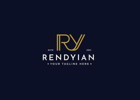 Creative letter RY minimalist logo with clean and elegant lines style design vector illustration