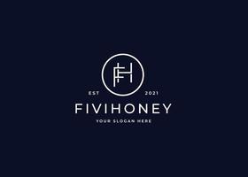 Letter FH circle minimalist logo with clean and elegant lines style design vector illustration