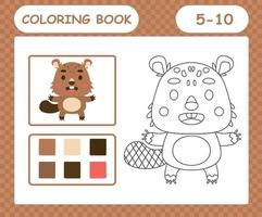 coloring pages cartoon beaver,education game for kids age 5 and 10 Year Old vector