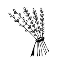 Vector illustration of a hand-drawn bundle of herbs tied with a rope