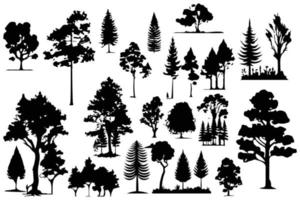 trees and forest silhouettes set isolated vector illustration