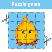 Puzzle game for kids. Education developing worksheet. Learning game for children. Color activity page. Barbecue theme. Riddle for preschool. Isolated vector illustration in cartoon style.