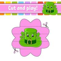 Cut and play. Logic puzzle for kids. Education developing worksheet. Learning game. Activity page. Cutting practice for preschool. Vector illustration.