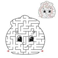 Abstract maze. Game for kids. Puzzle for children. Labyrinth conundrum. Find the right path. Education worksheet. With answer. vector