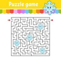 Square maze. Game for kids. Puzzle for children. Labyrinth conundrum. Find the right path. Cartoon character. Vector illustration.