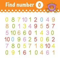 Find number. Education developing worksheet. Activity page with pictures. Game for children. Funny character. cartoon style. Vector illustration.