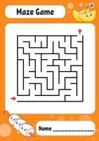 Square maze. Game for kids. Funny labyrinth. Education developing worksheet. Activity page. Puzzle for children. cartoon style. Riddle for preschool. Logical conundrum. Color vector illustration.