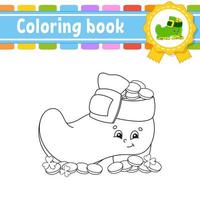 Coloring book for kids. Cheerful character. Cute cartoon style. Black contour silhouette. Isolated on white background. Vector illustration.