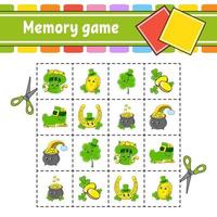 Memory game for kids. Education developing worksheet. Activity page with pictures. Puzzle game for children. Logical thinking training. Funny character. cartoon style. Vector illustration.