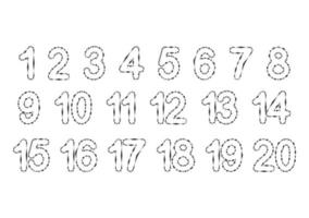 A set of numbers from one to twenty. For teaching children. Simple flat vector illustration isolated on white background.