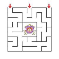 Square maze. Game for kids. Puzzle for children. cartoon character. Labyrinth conundrum. Find the right path. The development of logical and spatial thinking. Vector illustration.