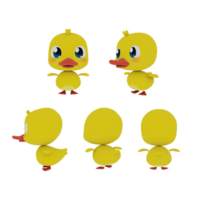 3d rendering of yellow cute duck cartoon character png