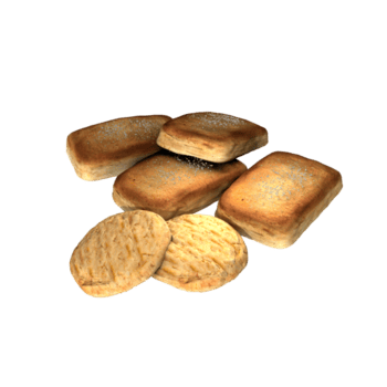 3d interpretazione di singolo e impilati Marrone il giro e piazza biscotti a partire dal prospettiva superiore Visualizza png