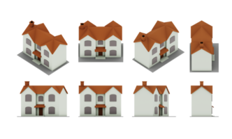 3d rendering of simple lowpoly mansion house from top angle orthographic view png