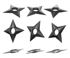 3d representación de secuencial shuriken armas desde perspectiva ver png