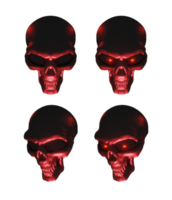 3d rendering of human skull horror lowlight red multiple perspective view angle png