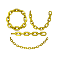 3d rendering of clean gold chain template with various shapes in perspective view png