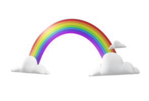 3d tolkning av enkel regnbåge ikon med moln från perspektiv se png