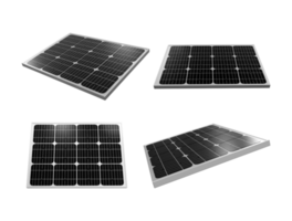 3d Renderização do pequeno brilhante solar painéis a partir de vários perspectivas png