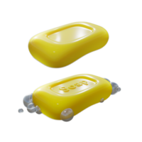 3d le rendu de Jaune nettoyer bar savon avec et sans pour autant mousse bulle la perspective vue angle png