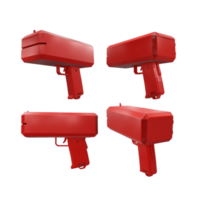 3d rendering of money gun without money from various perspective view png