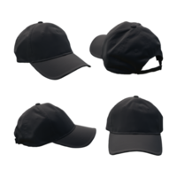3d representación de negro gorra sombrero modelo desde varios anglos de perspectiva ver