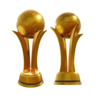 3d Rendern von Gold Trophäe Fußball Sport Meisterschaft Spiel Perspektive Aussicht png