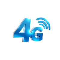 3d rendering of 4G speed internet signal icon perspective view png