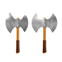 3d rendering simple clean battle ax axe frontal and perspective view angle png