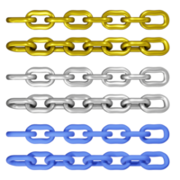 3d representación de limpiar oro plata y llanura defecto color cadena modelo png