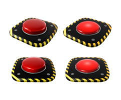 3d rendering of red color big danger button from different perspective view angle png