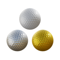 3d rendering of gold silver and normal color clean golf ball png