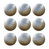 3d representación secuencial plata cesta pelota giratorio perspectiva ver png
