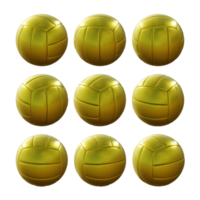 3d representación secuencial oro dorado vóleibol giratorio perspectiva ver png