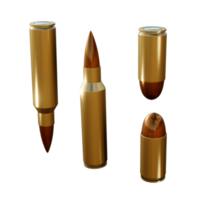 3d rendering of shiny metallic bronze long and short bullets top and bottom view png