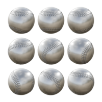 3d rendering sequential silver baseball ball rotating perspective view png