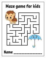 Square maze. Game for kids. Puzzle for children. Labyrinth conundrum. cartoon character. Isolated on white background. Vector illustration.