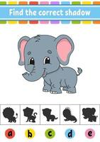 Find the correct shadow. Education developing worksheet. Activity page. Color game for children. Cartoon character. Vector illustration.