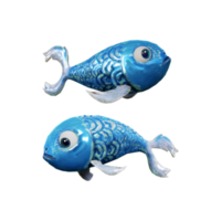 3d Rendern von Blau Metall Fisch Glücklich Ornament Statue von Perspektive Aussicht png