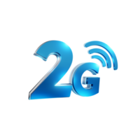 3d rendering of 2G speed internet signal icon perspective view png