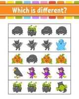 Which is different. Educational activity worksheet for kids and toddlers. Game for children. Vector illustration.