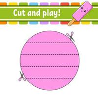 Cut and play. Logic puzzle for kids. Education developing worksheet. Learning game. Activity page. Cutting practice for preschool. Vector illustration.