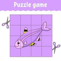 Puzzle game for kids. Education developing worksheet. Learning game for children. Color activity page. For toddler. Riddle for preschool. Vector illustration.