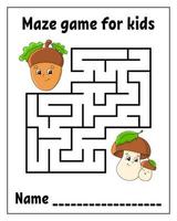 Square maze. Game for kids. Puzzle for children. Labyrinth conundrum. cartoon character. Isolated on white background. Vector illustration.