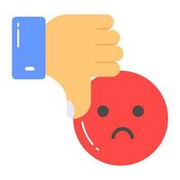 Thumb down with emoji showing dislike vector design