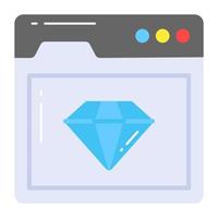 Diamond inside webpage, icon design of website performance vector