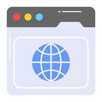 World globe inside webpage, vector of gps website in trendy style